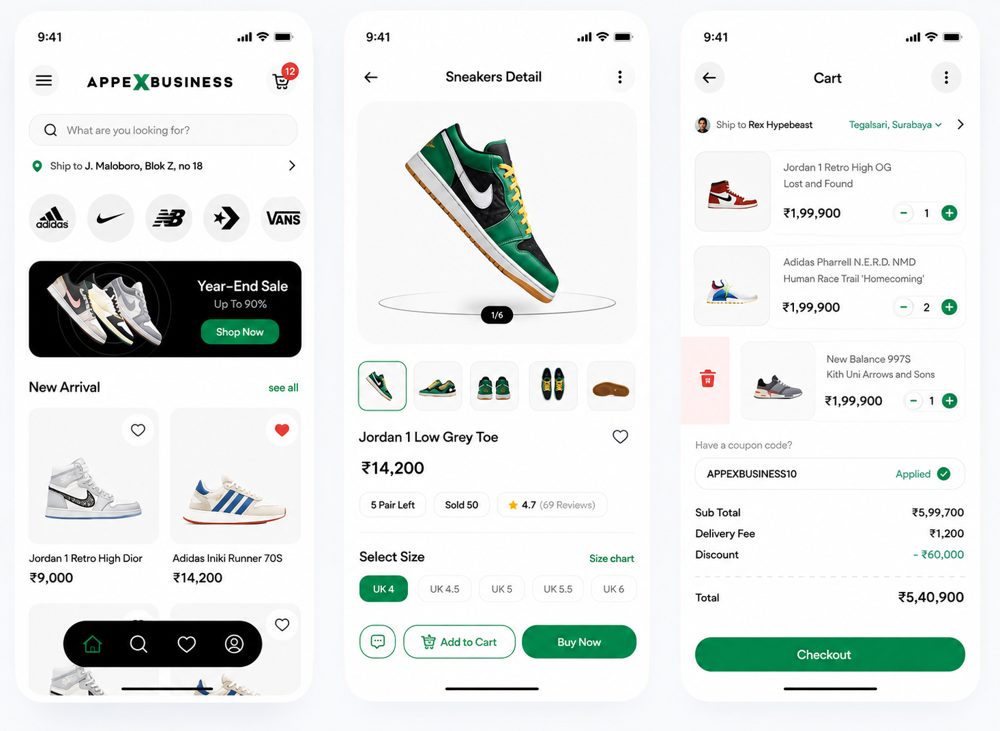 Sneaker shopping mobile app
