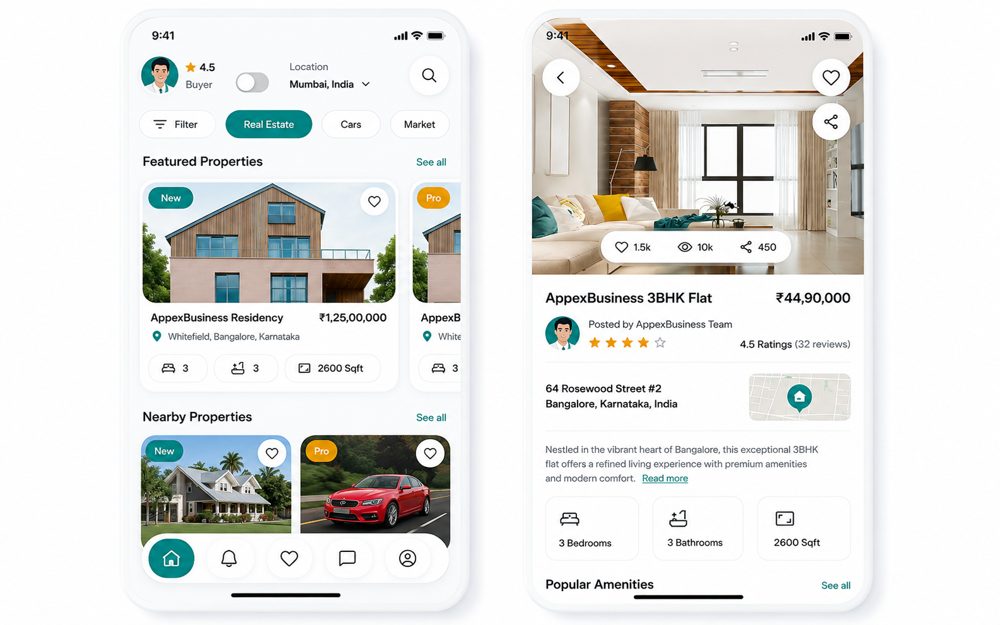 Real estate marketplace mobile app