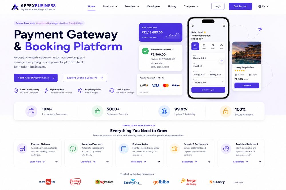 Payment gateway and booking platform
